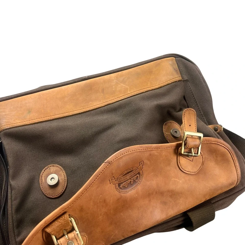 Cabelas Canvas Leather Messenger Bag Brown Briefcase Laptop Shoulder Bag 12691